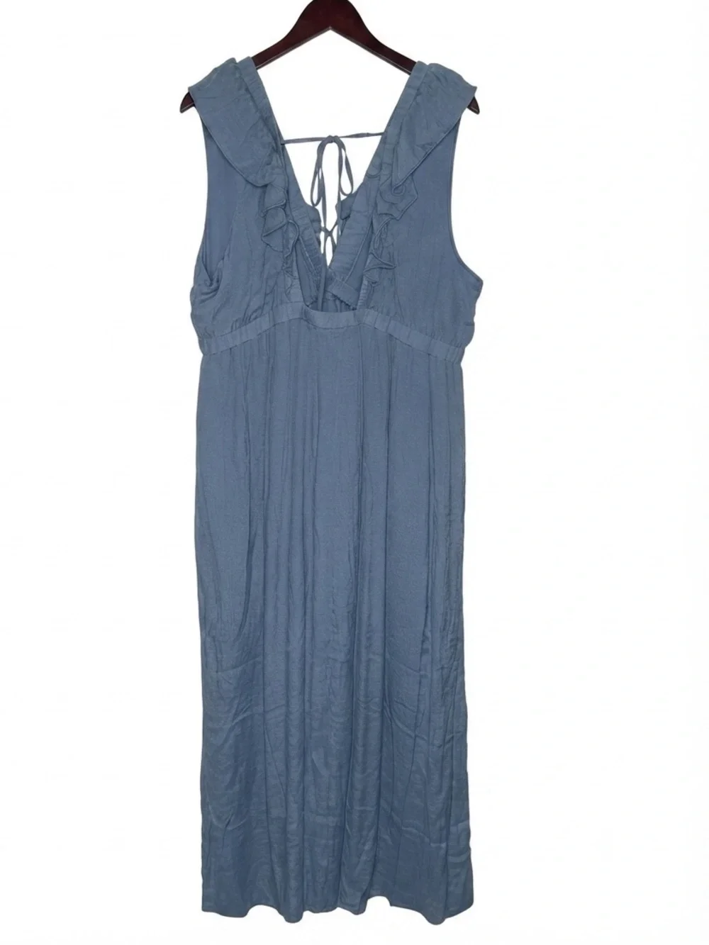 Derek Heart Dusty Blue Ruffle-Back Midi Dress - Picture 4 of 6